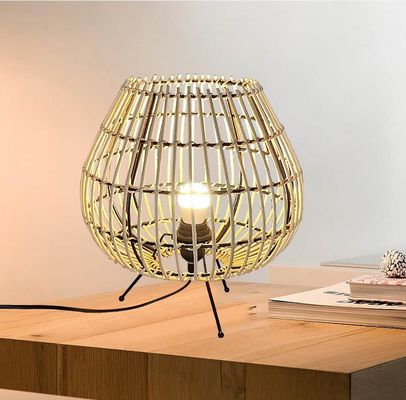 Đèn bàn rattan treo màu tự nhiên cho phòng ngủ