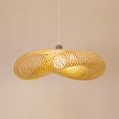 Vàng Rattan Chandelier Pendant Light tay dệt phong cách nông thôn với chiều cao điều chỉnh cho sử dụng trong nhà