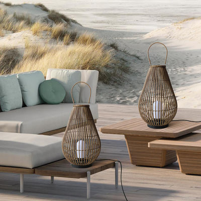 Phong cảnh đèn lồng ngoài trời Rattan đèn dệt đan dây chuyền sạc lại
