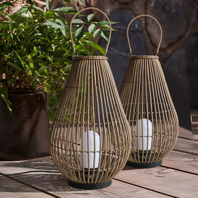 Phong cảnh đèn lồng ngoài trời Rattan đèn dệt đan dây chuyền sạc lại
