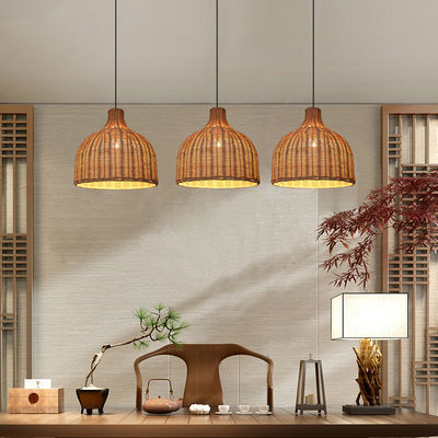 Đèn treo rattan treo hình tròn cho ánh sáng trong nhà