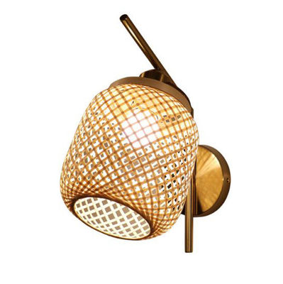 Đèn tường rattan thủ công, 3500K Wicker Rattan đèn điều khiển công tắc