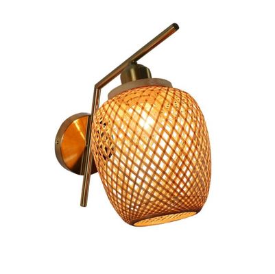 Đèn tường rattan thủ công, 3500K Wicker Rattan đèn điều khiển công tắc