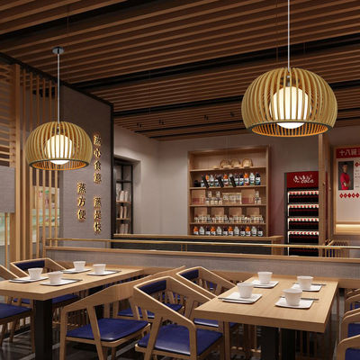 Chiếc đèn chùm gỗ rắn hiện đại, Đèn Rattan Pendant cho phòng khách nhà hàng