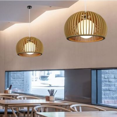 Chiếc đèn chùm gỗ rắn hiện đại, Đèn Rattan Pendant cho phòng khách nhà hàng