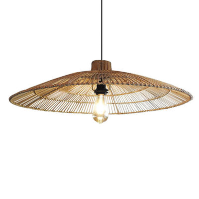 Ống đèn treo tròn rattan tùy chỉnh cho phòng trà Zen