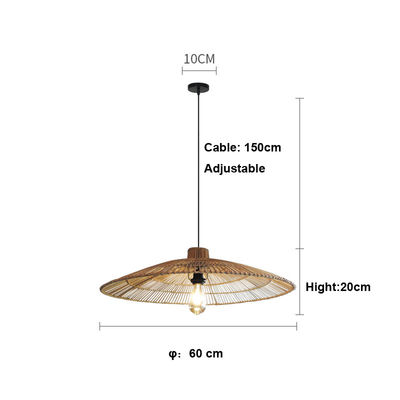 Ống đèn treo tròn rattan tùy chỉnh cho phòng trà Zen