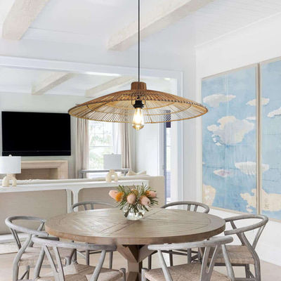 Ống đèn treo tròn rattan tùy chỉnh cho phòng trà Zen