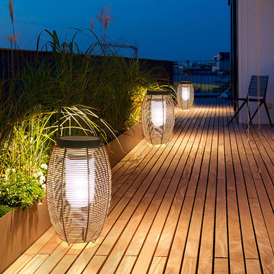 IP65 Rattan Woven Solar Lights, 3500K Rattan năng lượng mặt trời Garden Lantern