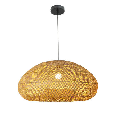 Đèn đèn chùm rattan gỗ xoăn hình tròn cho phòng khách