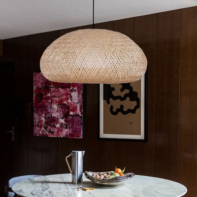 Đèn đèn chùm rattan gỗ xoăn hình tròn cho phòng khách