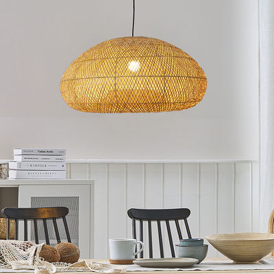 Đèn đèn chùm rattan gỗ xoăn hình tròn cho phòng khách