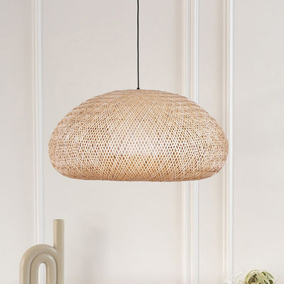 Đèn đèn chùm rattan gỗ xoăn hình tròn cho phòng khách