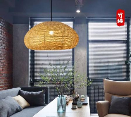Đèn đèn chùm rattan gỗ xoăn hình tròn cho phòng khách