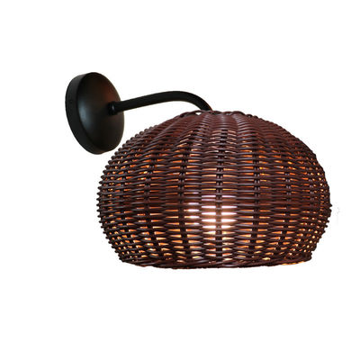 Tay đan đèn tường Rattan Sconce Hình hình tròn chống nước cho ngoài trời