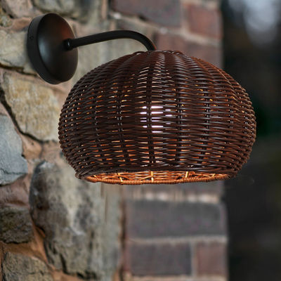 Tay đan đèn tường Rattan Sconce Hình hình tròn chống nước cho ngoài trời