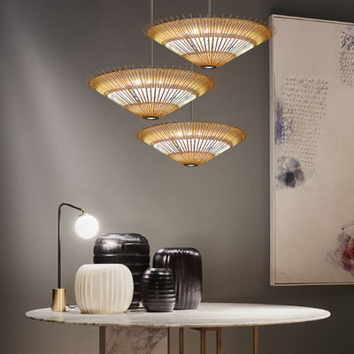 OEM tre Rattan Pendant Light Umbrella Shape Cho trang trí nhà