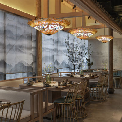OEM tre Rattan Pendant Light Umbrella Shape Cho trang trí nhà