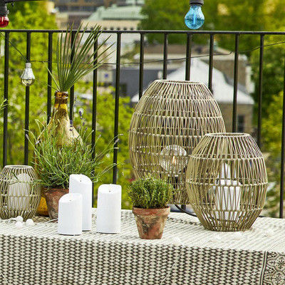 Ip44 LED Rattan Standing Lamp Shade Cho Bể bơi vườn