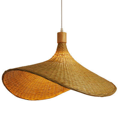 Creative Rattan Pendant Light Big Straw Hat Style 3500K ấm áp trắng CCT
