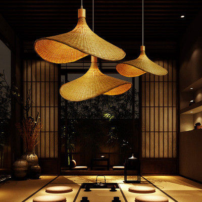 Creative Rattan Pendant Light Big Straw Hat Style 3500K ấm áp trắng CCT