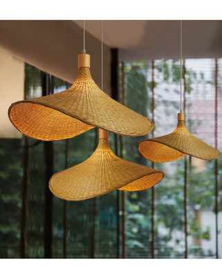 Creative Rattan Pendant Light Big Straw Hat Style 3500K ấm áp trắng CCT