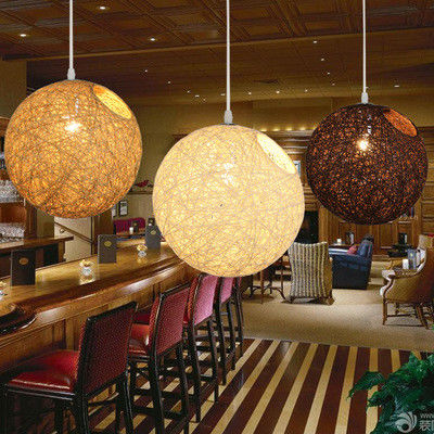 Đèn dây chuyền bóng gai dầu hiện đại Đèn dây chuyền bóng gai dầu rattan Đèn đèn lồng treo cây gai dầu