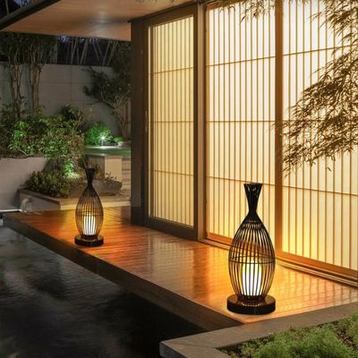 Đèn sàn rattan chống nước cho ban công ngoài trời