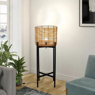 4 chân Wicker đèn sàn Rattan cho không khí phòng khách