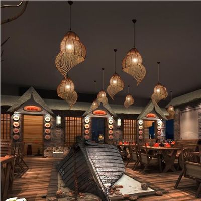 Đông Nam Á thiết kế ốc vuông rattan đèn chùm đèn treo