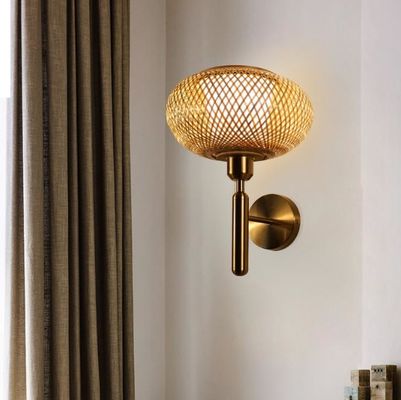 OEM Đèn tường rattan tròn, đèn chùm rattan treo
