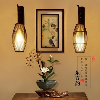 Đèn tường gỗ rắn Trung Quốc retro - Đèn hành lang tre - Đèn tường đèn chùm cổ