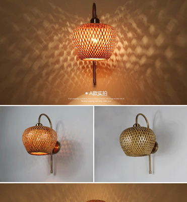 E27 đèn LED dệt tre đèn tường Sconce 3500K cho phòng ngủ phòng tắm
