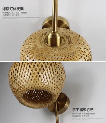 Đèn tường rattan tự nhiên hiện đại, 3500K ấm áp trắng tre tường sconce