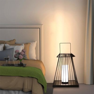 Creative Rattan Floor Lantern Lamp E27 Base Cho Vườn ngoài trời