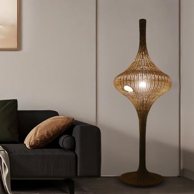 Đèn sàn Rattan Standing hiện đại E27 Base For Living Room Hotel