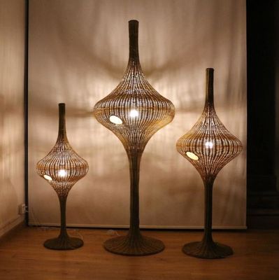 Đèn sàn Rattan Standing hiện đại E27 Base For Living Room Hotel