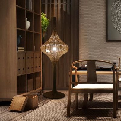 Đèn sàn Rattan Standing hiện đại E27 Base For Living Room Hotel