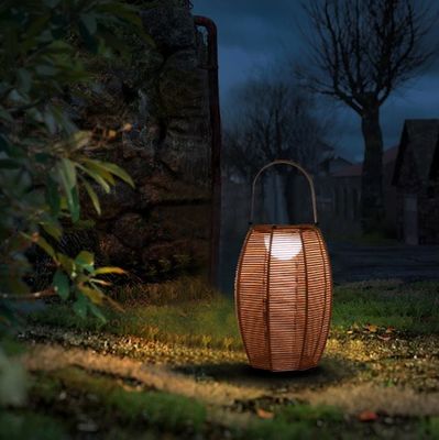Đèn sàn bóng rattan ngoài trời năng lượng mặt trời IP65 chống nước