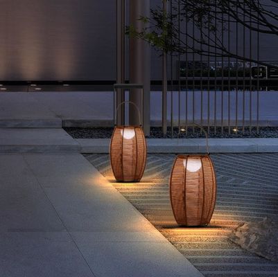 Đèn sàn bóng rattan ngoài trời năng lượng mặt trời IP65 chống nước