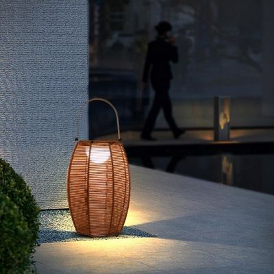 Đèn sàn bóng rattan ngoài trời năng lượng mặt trời IP65 chống nước