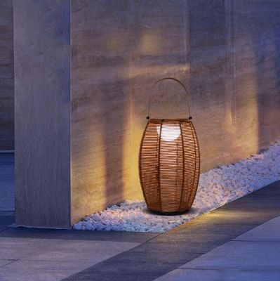 Đèn sàn bóng rattan ngoài trời năng lượng mặt trời IP65 chống nước