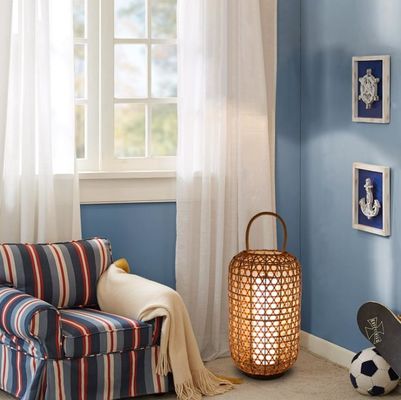 Đèn sàn Rattan chống nước, Đèn đứng Wicker cho ban công ngoài trời