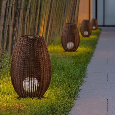 đèn đường hành lang ban công ngoài trời chống nước đèn cỏ Rattan đèn sàn LED
