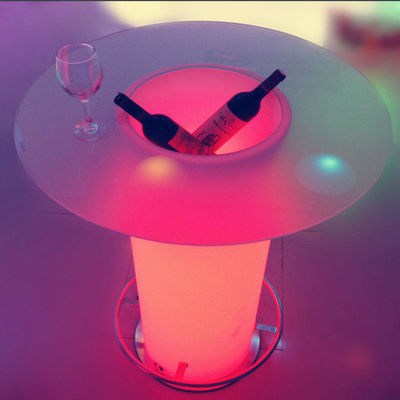 Bàn cocktail đèn LED cao kính, Bàn cà phê chiếu sáng với xô băng