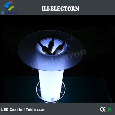 Bàn cocktail đèn LED cao kính, Bàn cà phê chiếu sáng với xô băng