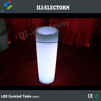 Bàn cocktail đèn LED cao kính, Bàn cà phê chiếu sáng với xô băng