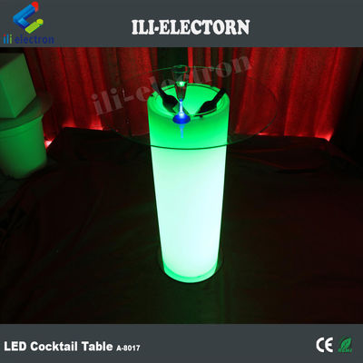 Bàn cocktail đèn LED cao kính, Bàn cà phê chiếu sáng với xô băng