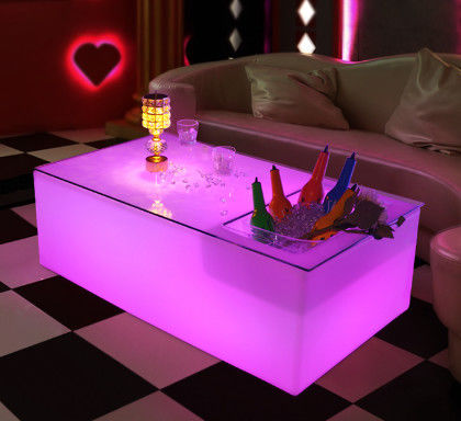 Bàn bar không dây PE nhựa led độc đáo với xô băng / bể làm mát