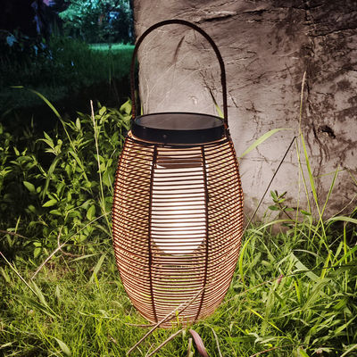 Rattan ngoài trời đèn mặt trời dệt đèn lồng chống nước cho cảnh quan vườn